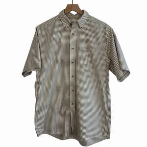LL Bean Men's Wrinkle Free Kennebunk Button Down Shirt Check/Plaid Tan M Casual
